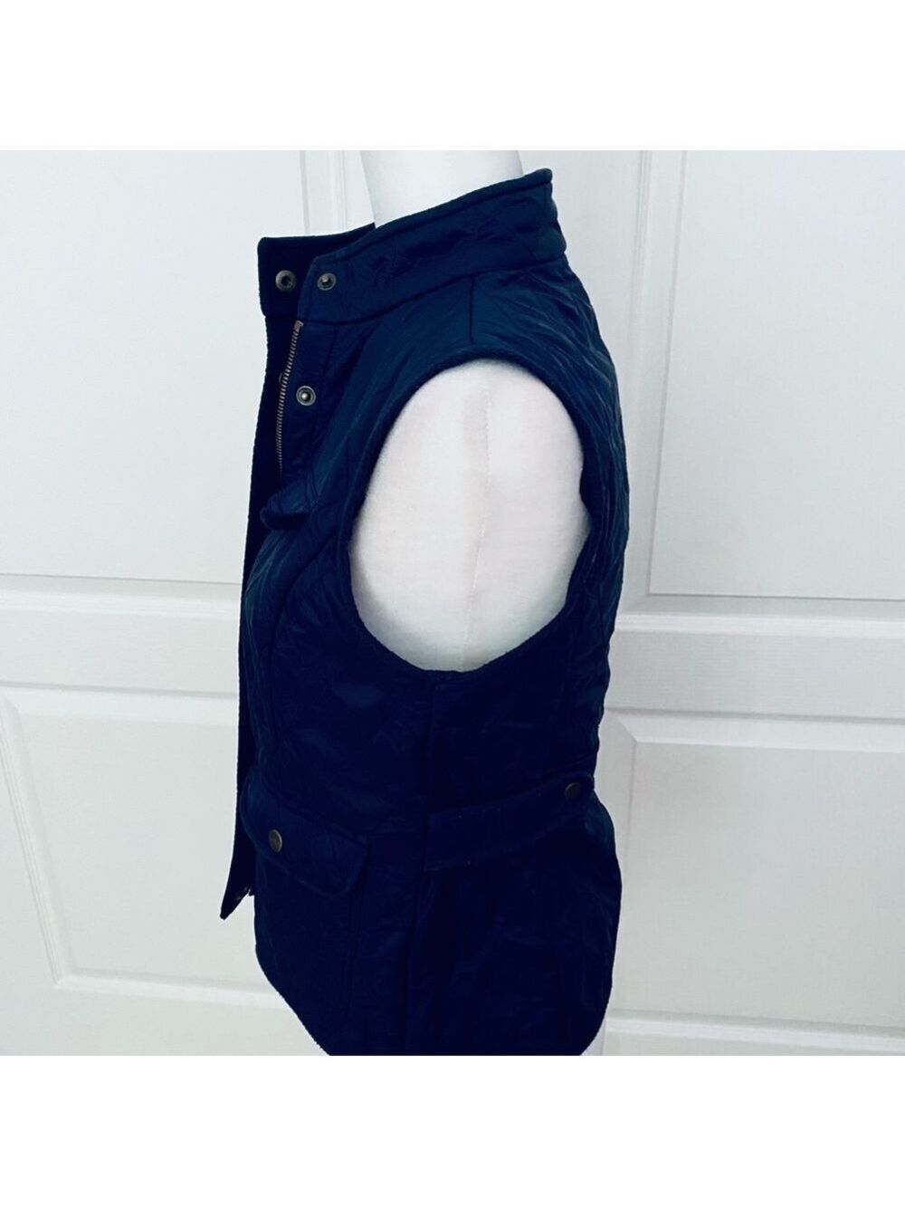 Talbots Quilted Vest Navy Blue SP | Mandarin Collar, Pockets, EUC - Picture 4 of 8